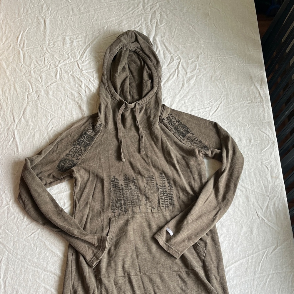 Screen printed Brown/ Green Hooded Dress